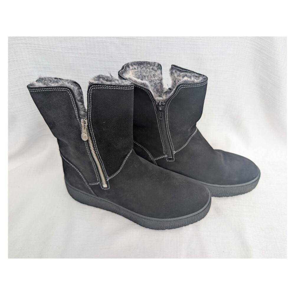 Bos. And Co Womens Irvine Faux Fur Waterproof Boots Sz 9-9.5 Black Gray‎ Leather